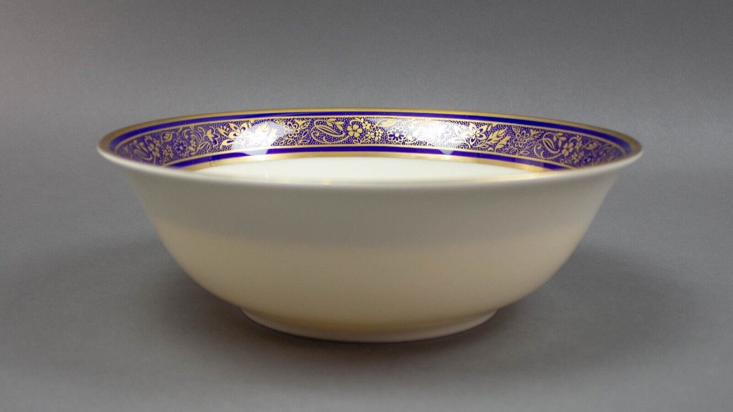 Lenox Barclay Round Vegetable Serving Bowl Cobalt Blue & Gold Floral Trim