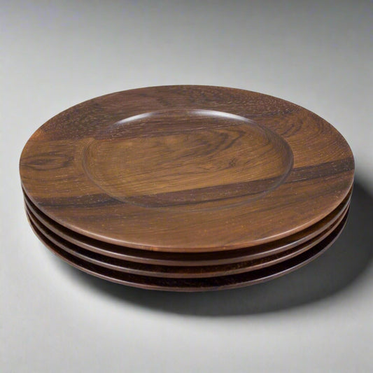 Saap Denmark Carved Rosewood 11" Charger Plates Danish Mid Century Set Of 4