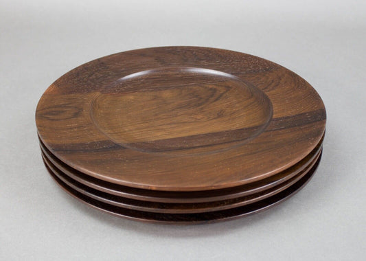 Saap Denmark Carved Rosewood 11" Charger Plates Danish Mid Century Set Of 4