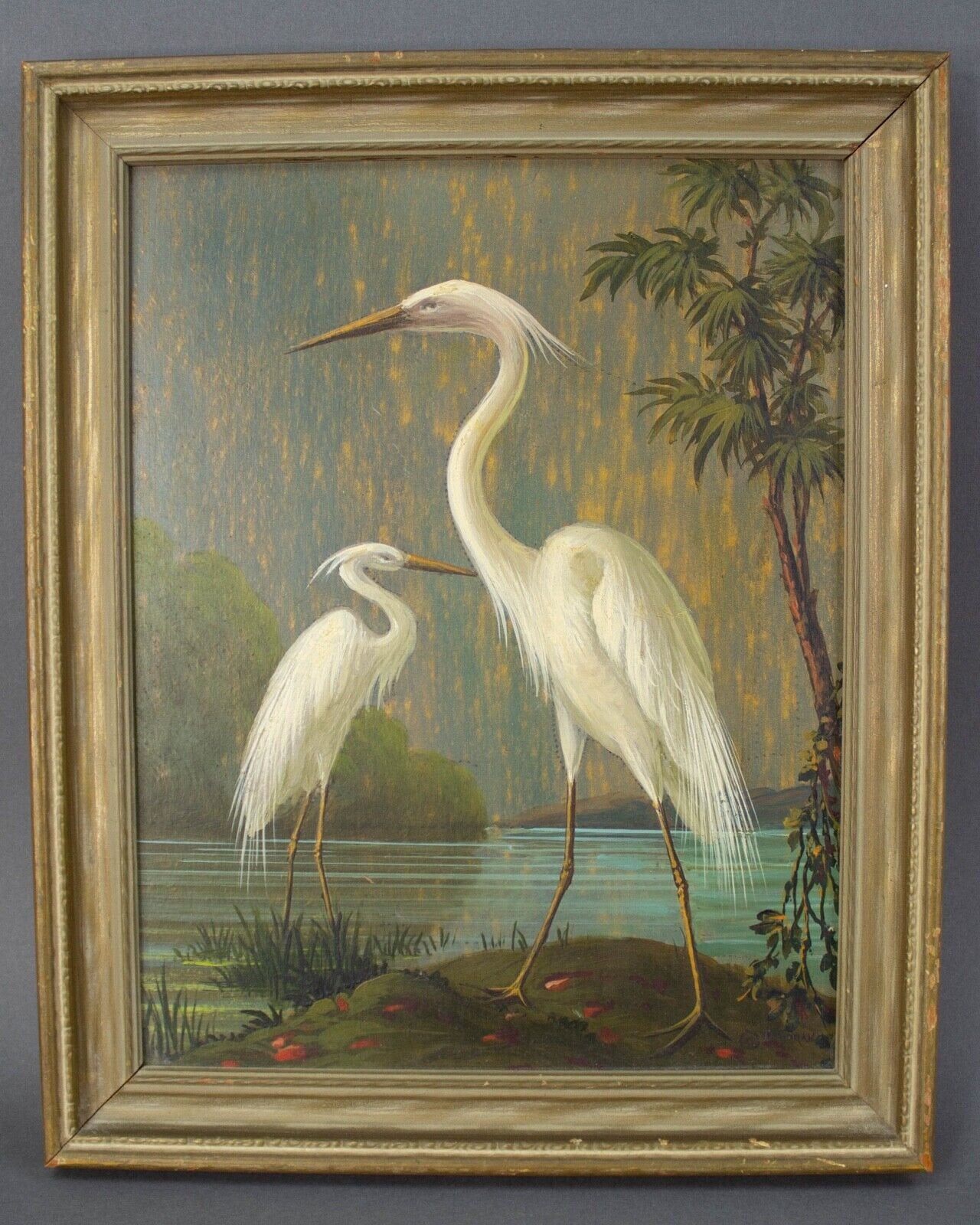 Alfonso T. Toran (American, 1896-1965) Signed Oil On Board Herons