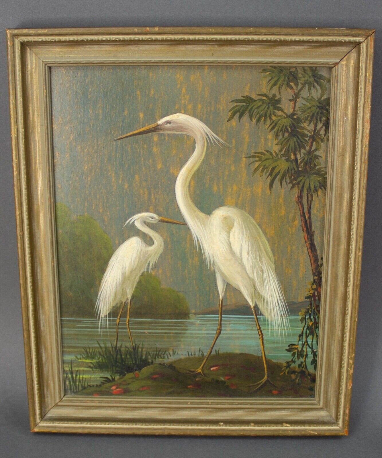 Alfonso T. Toran (American, 1896-1965) Signed Oil On Board Herons