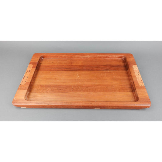 Nissen Denmark Mid Centurty Modern Teak Wood Serving Tray With Cork Handles 23"
