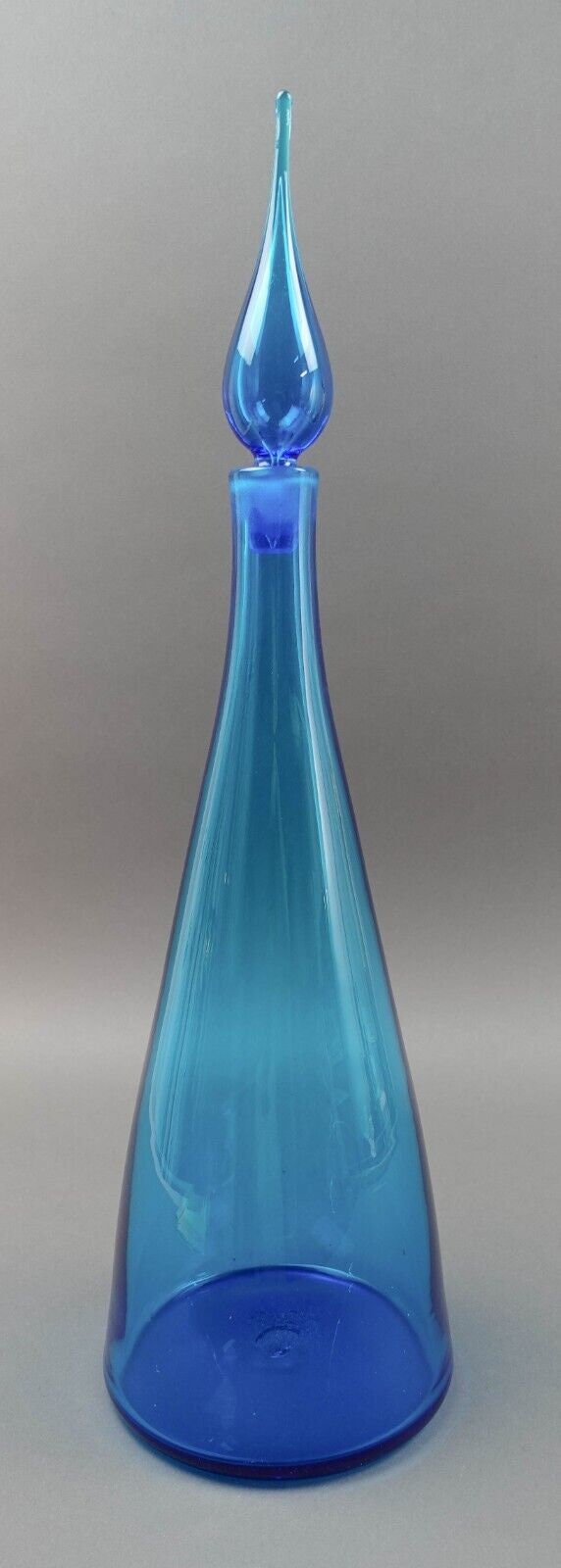 Blenko By Winslow Anderson MCM Blue Glass Decanter Bottle With Stopper # 920-L