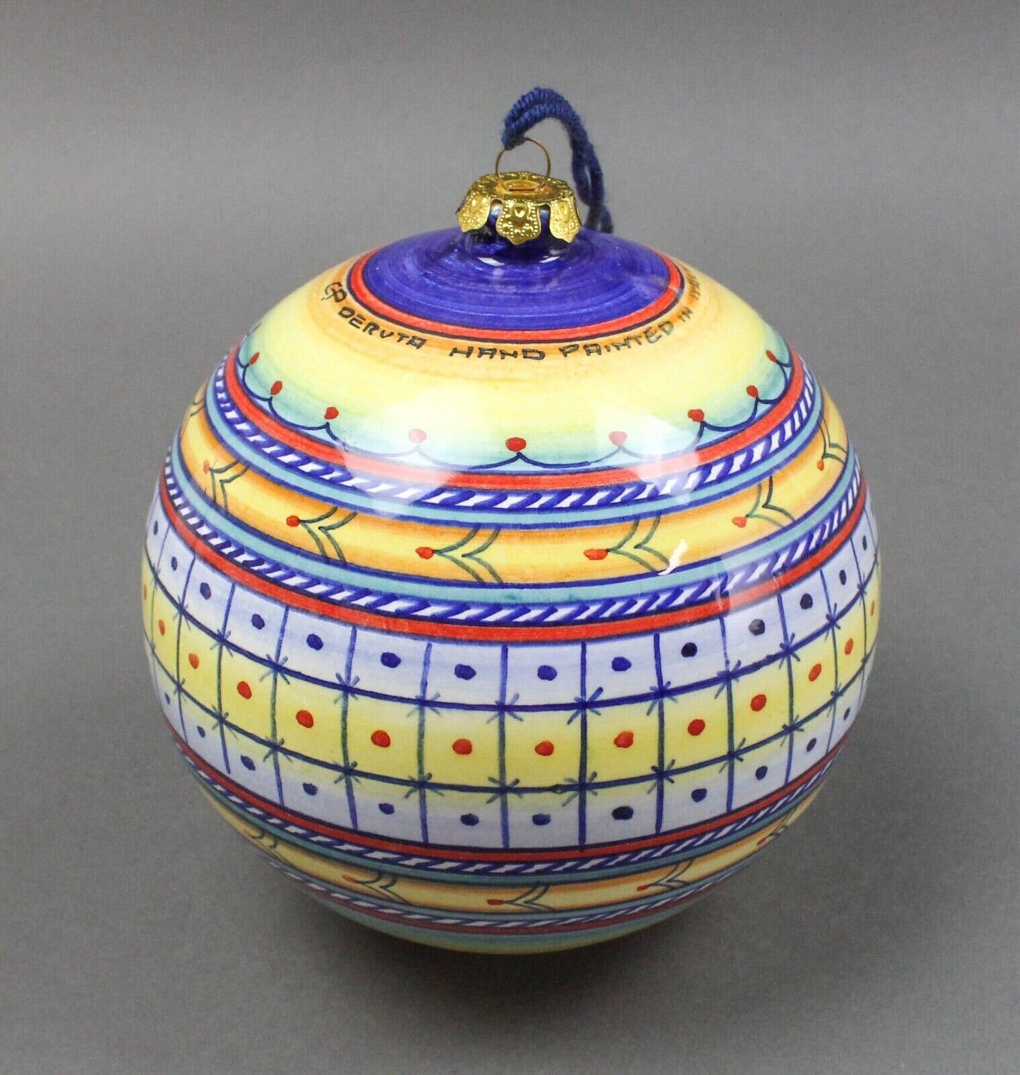 GP Deruta Jumbo Studio Handpainted Umbria Region Colors Christmas Ornament Italy