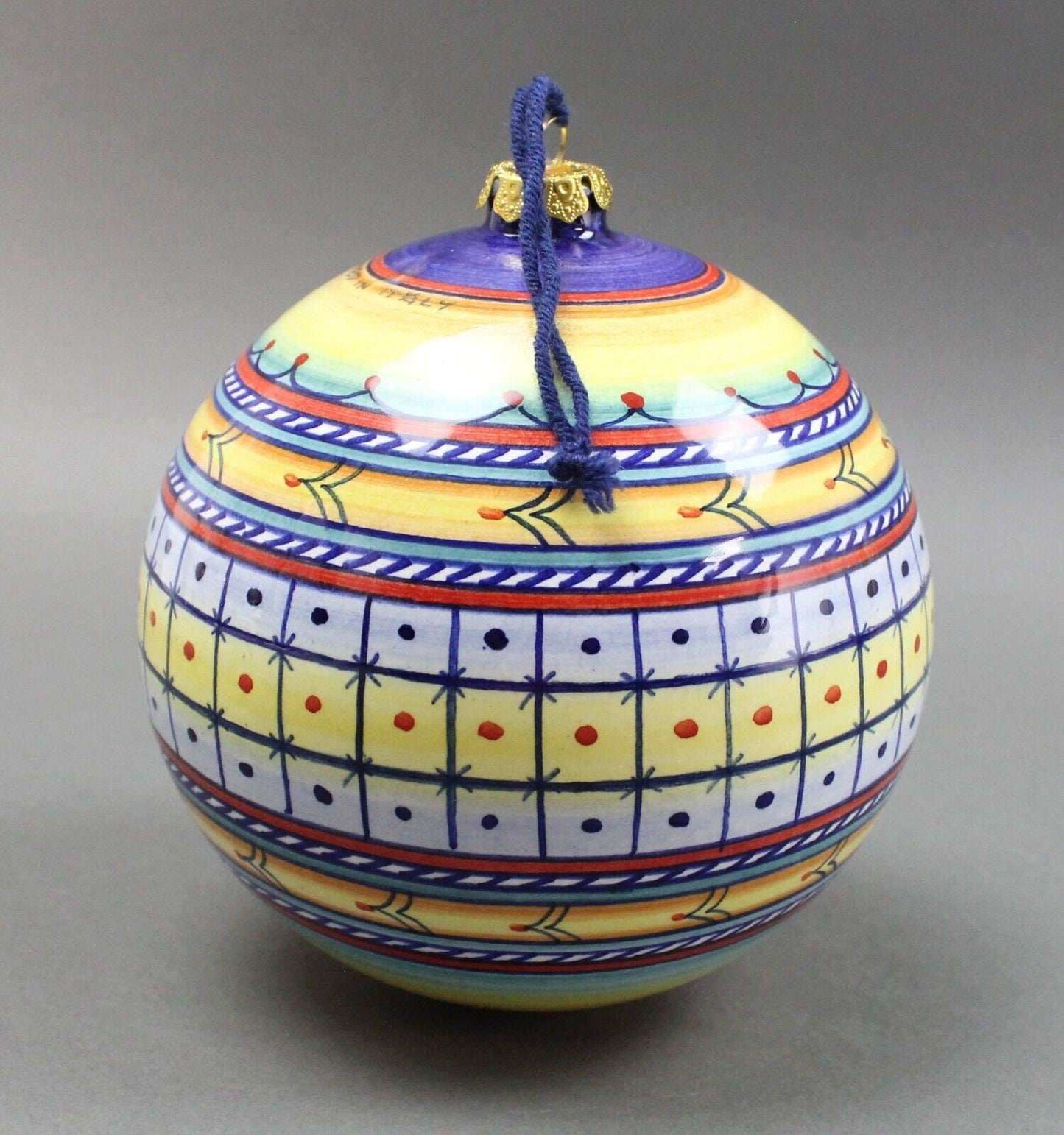 GP Deruta Jumbo Studio Handpainted Umbria Region Colors Christmas Ornament Italy