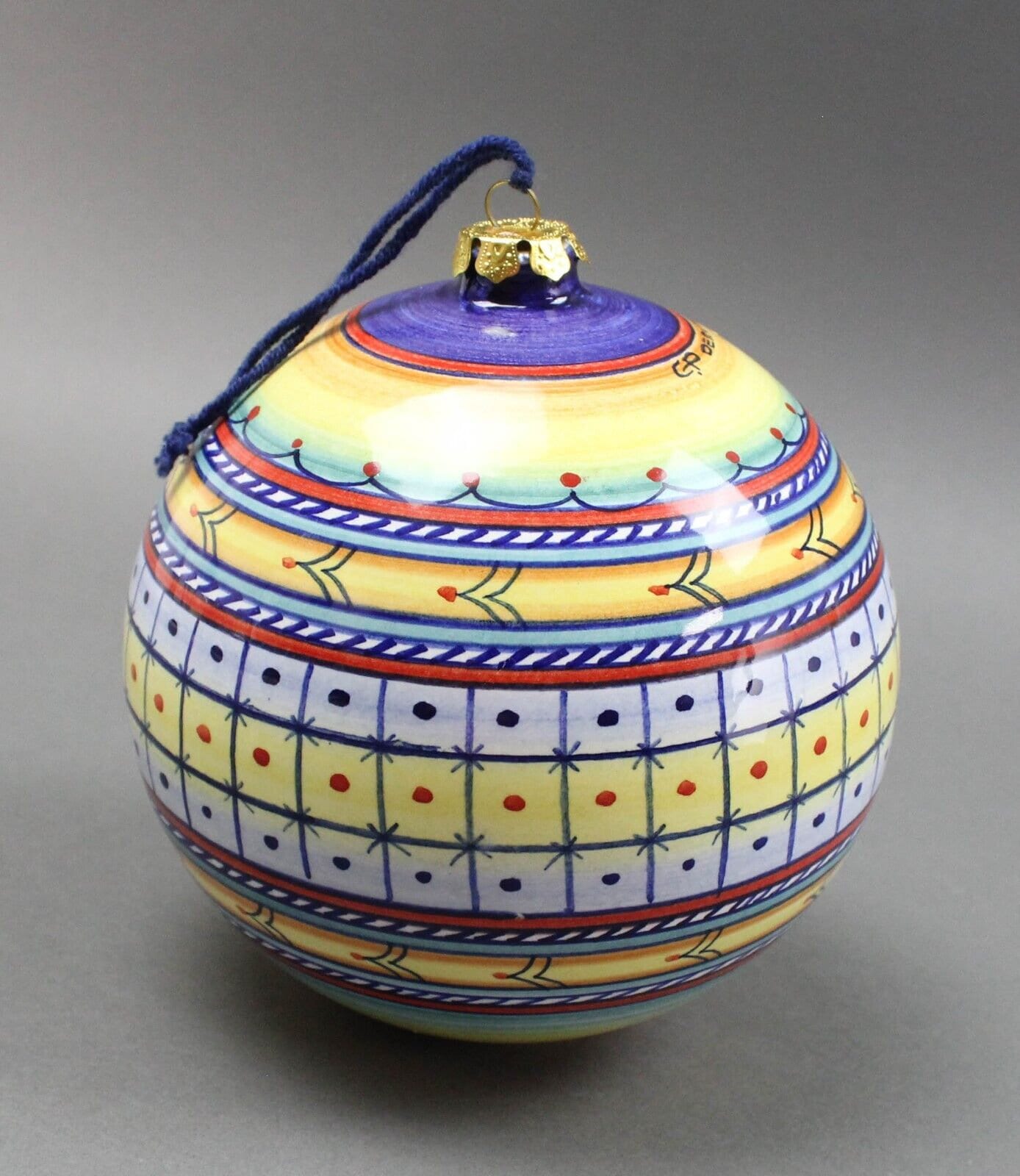 GP Deruta Jumbo Studio Handpainted Umbria Region Colors Christmas Ornament Italy