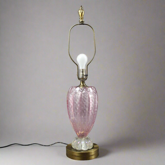 Mid Century 1950s Venetian Murano Pink Ballerina Glass Lamp Barovier & Toso