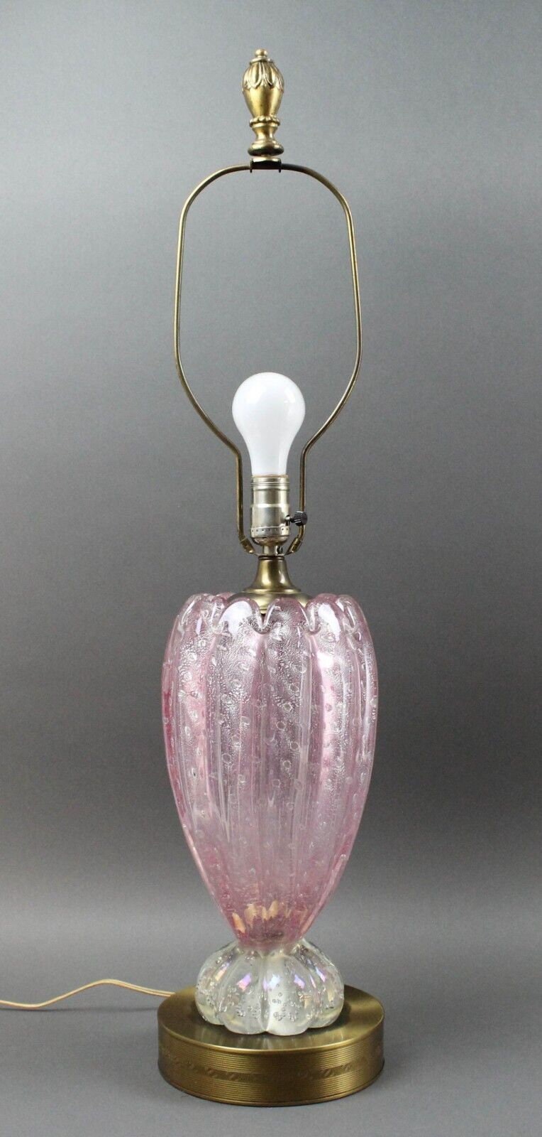 Mid Century 1950s Venetian Murano Pink Ballerina Glass Lamp Barovier & Toso
