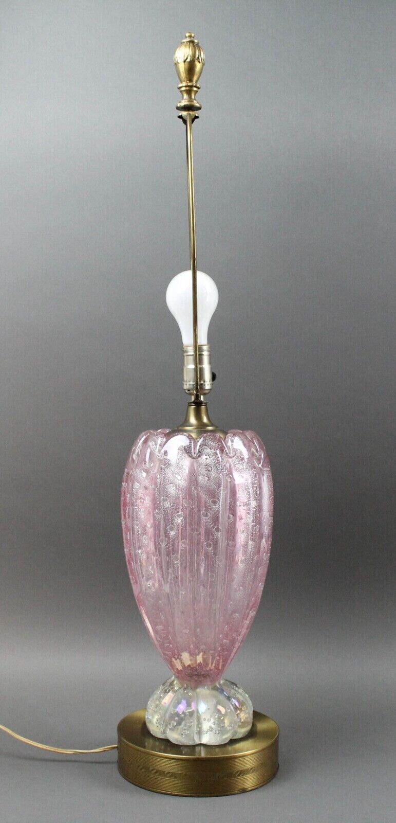 Mid Century 1950s Venetian Murano Pink Ballerina Glass Lamp Barovier & Toso
