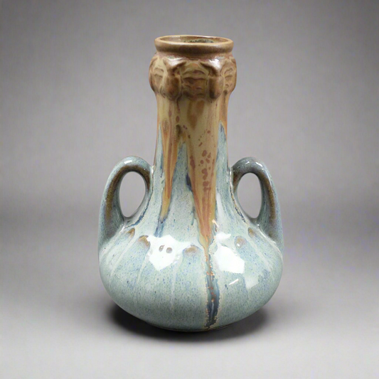 Denbac Signed Superb French Art Nouveau Crystalline Glaze Art Pottery Vase 6"