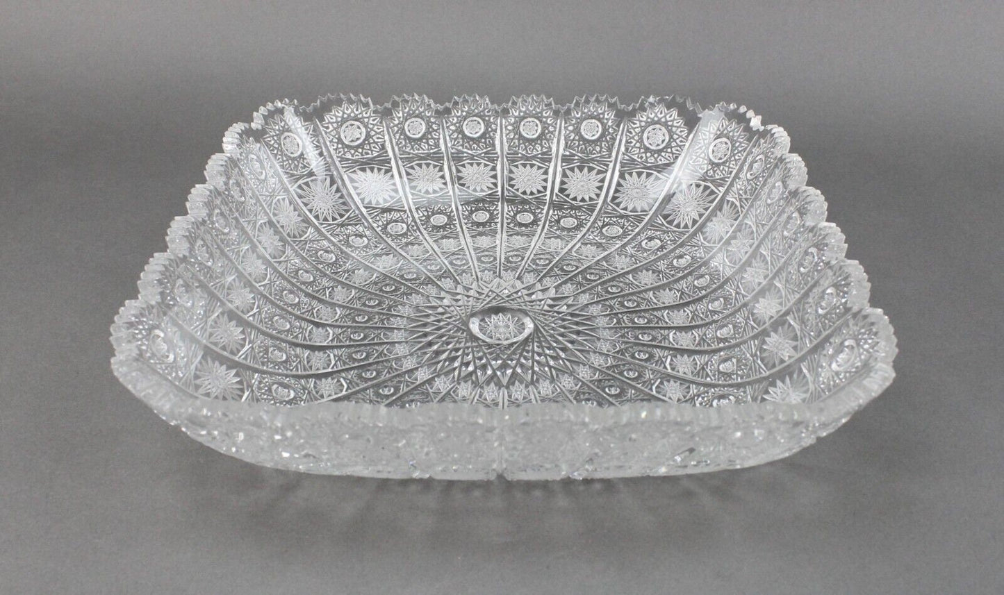 Bohemia Czech Republic Vintage Large Square Bohemian Queen Lace Crystal Bowl 11"
