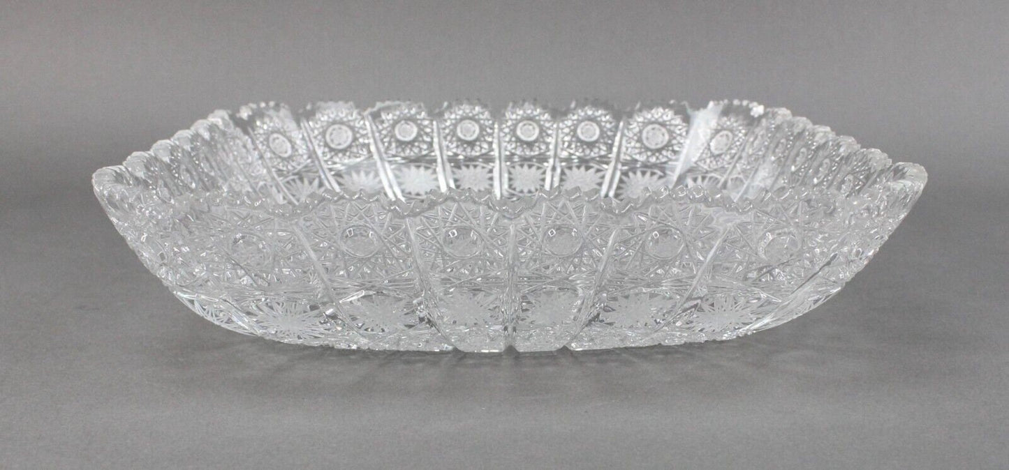 Bohemia Czech Republic Vintage Large Square Bohemian Queen Lace Crystal Bowl 11"