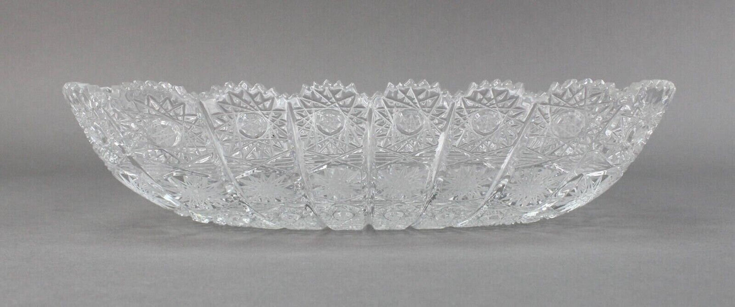 Bohemia Czech Republic Vintage Large Square Bohemian Queen Lace Crystal Bowl 11"