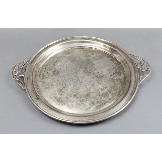 Antique NS 735 Sterling Silver Floral Blossom Handled Serving Platter Tray 1015g