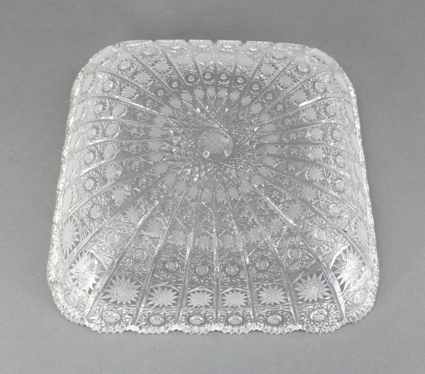 Bohemia Czech Republic Vintage Large Square Bohemian Queen Lace Crystal Bowl 11"