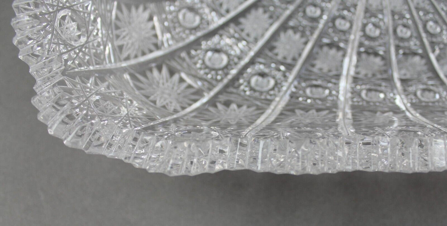 Bohemia Czech Republic Vintage Large Square Bohemian Queen Lace Crystal Bowl 11"