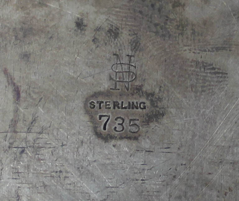 Antique NS 735 Sterling Silver Floral Blossom Handled Serving Platter Tray 1015g