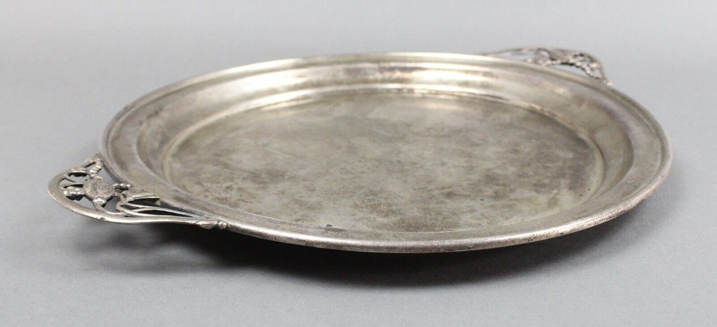 Antique NS 735 Sterling Silver Floral Blossom Handled Serving Platter Tray 1015g