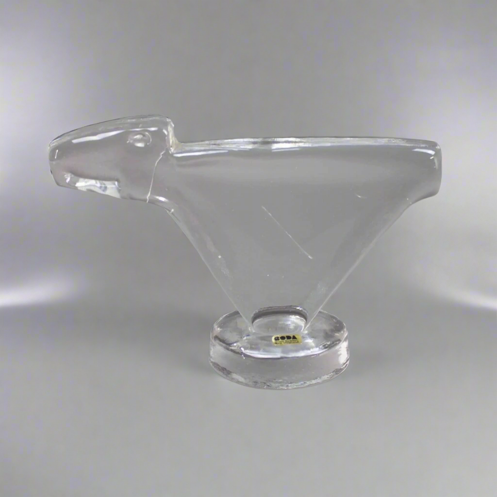 Erik Hoglund Kosta Boda Sweden Abstract Polar Bear Glass Modernist Sculpture