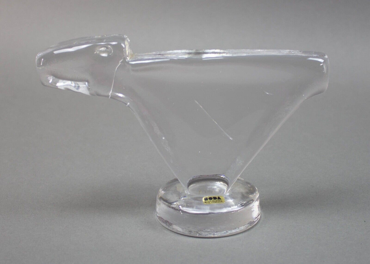 Erik Hoglund Kosta Boda Sweden Abstract Polar Bear Glass Modernist Sculpture