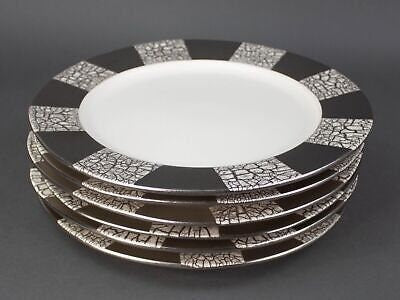 Michael Wainwright Almafi Platinum Crackle Charger Dinner Plates 11.5" Set of 6