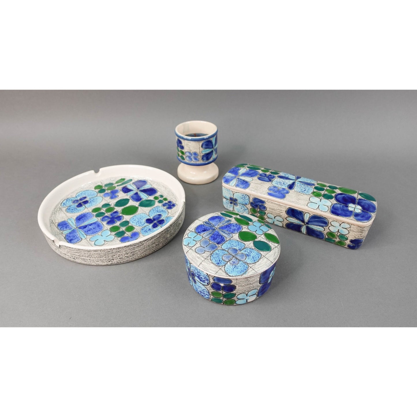 Eduardo Vega Cuenca Equador MCM Art Pottery Candle Holder Ashtray Trinkets Set