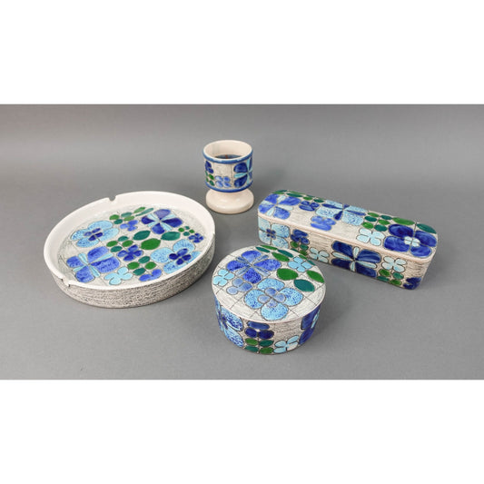 Eduardo Vega Cuenca Equador MCM Art Pottery Candle Holder Ashtray Trinkets Set