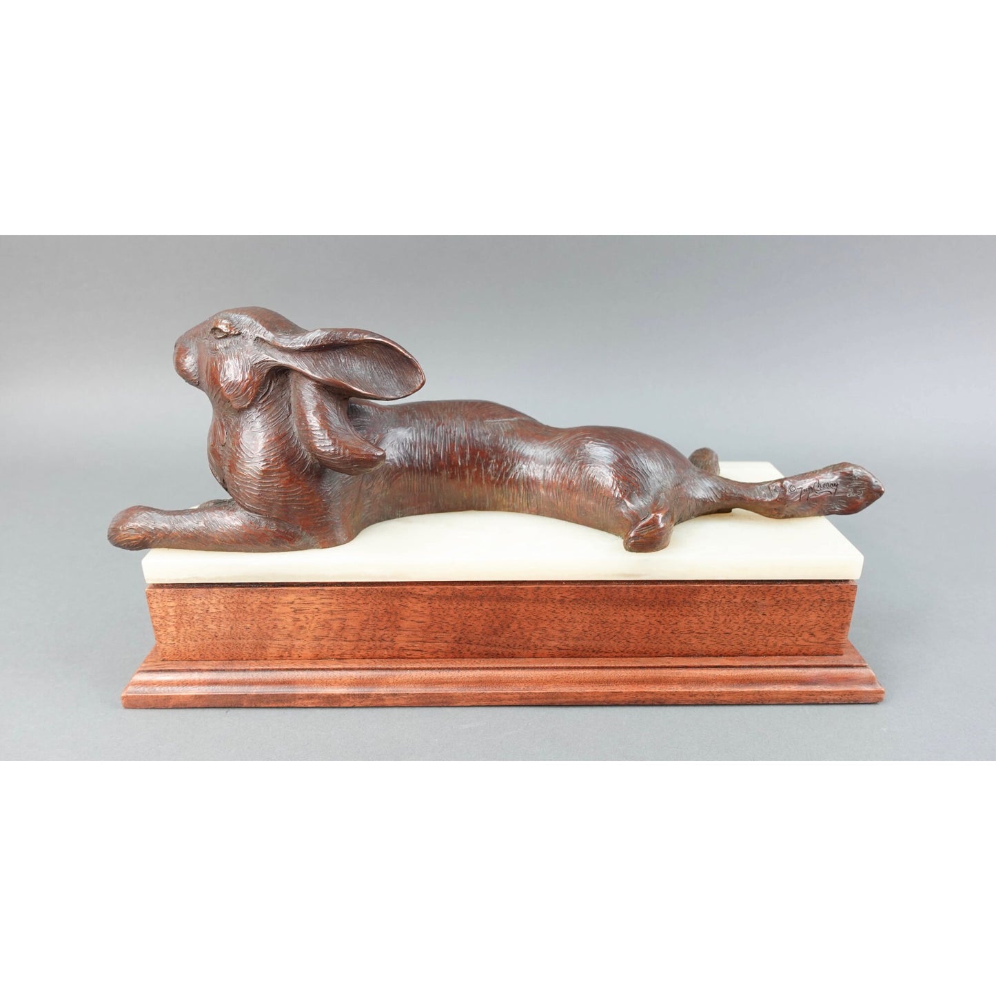 Tim Cherry (American B. 1965) Signed Rabbit Hare Bronze Sculpture L Edition 3/25