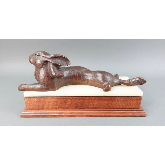 Tim Cherry (American B. 1965) Signed Rabbit Hare Bronze Sculpture L Edition 3/25