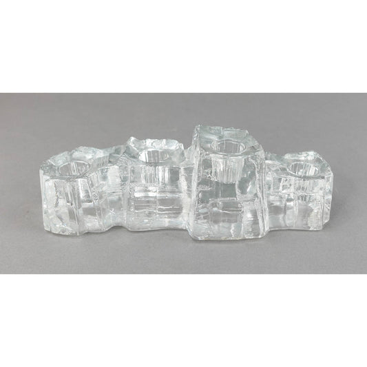 Pukeberg Sweden Uno Westerberg Iceberg Art Glass 4 Taper Candle Holder MCM