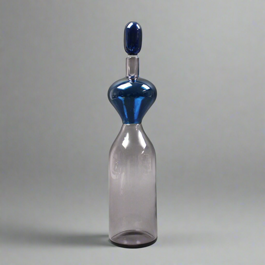 Gio Ponti Venini Signed Murano Glass Bottle With Stopper