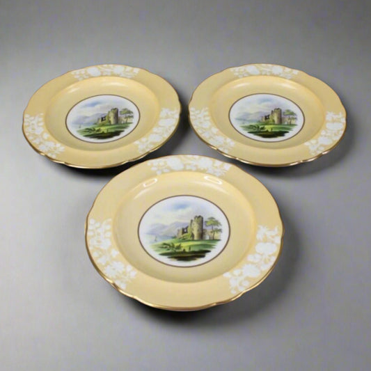 Spode Copeland WMH Plummer & Co NY Landscape Castle Scene 8.75" Plates Set Of 3