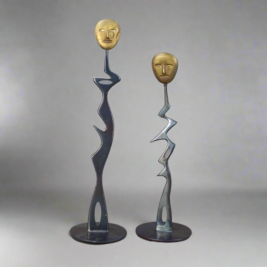 Nikos Sotiriadis (1959-2015) Signed "Plants" Bronze & Iron Sculptures Greek Rare