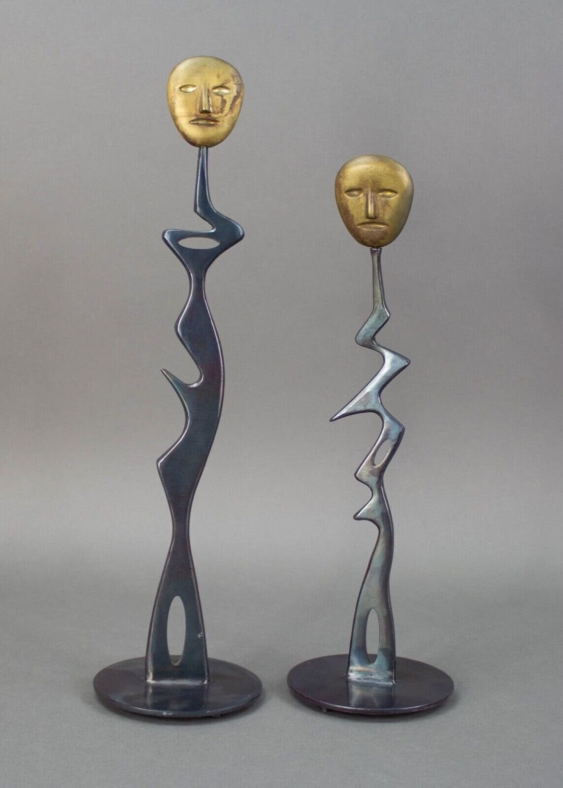 Nikos Sotiriadis (1959-2015) Signed "Plants" Bronze & Iron Sculptures Greek Rare