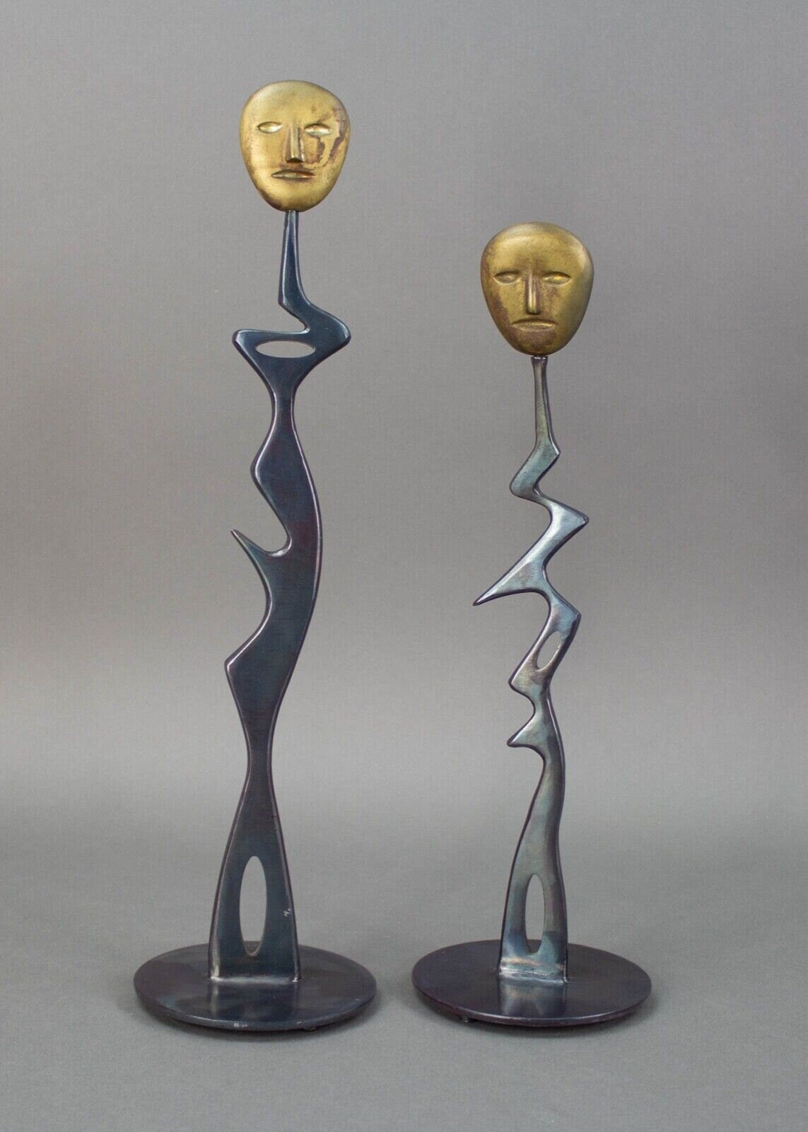 Nikos Sotiriadis (1959-2015) Signed "Plants" Bronze & Iron Sculptures Greek Rare