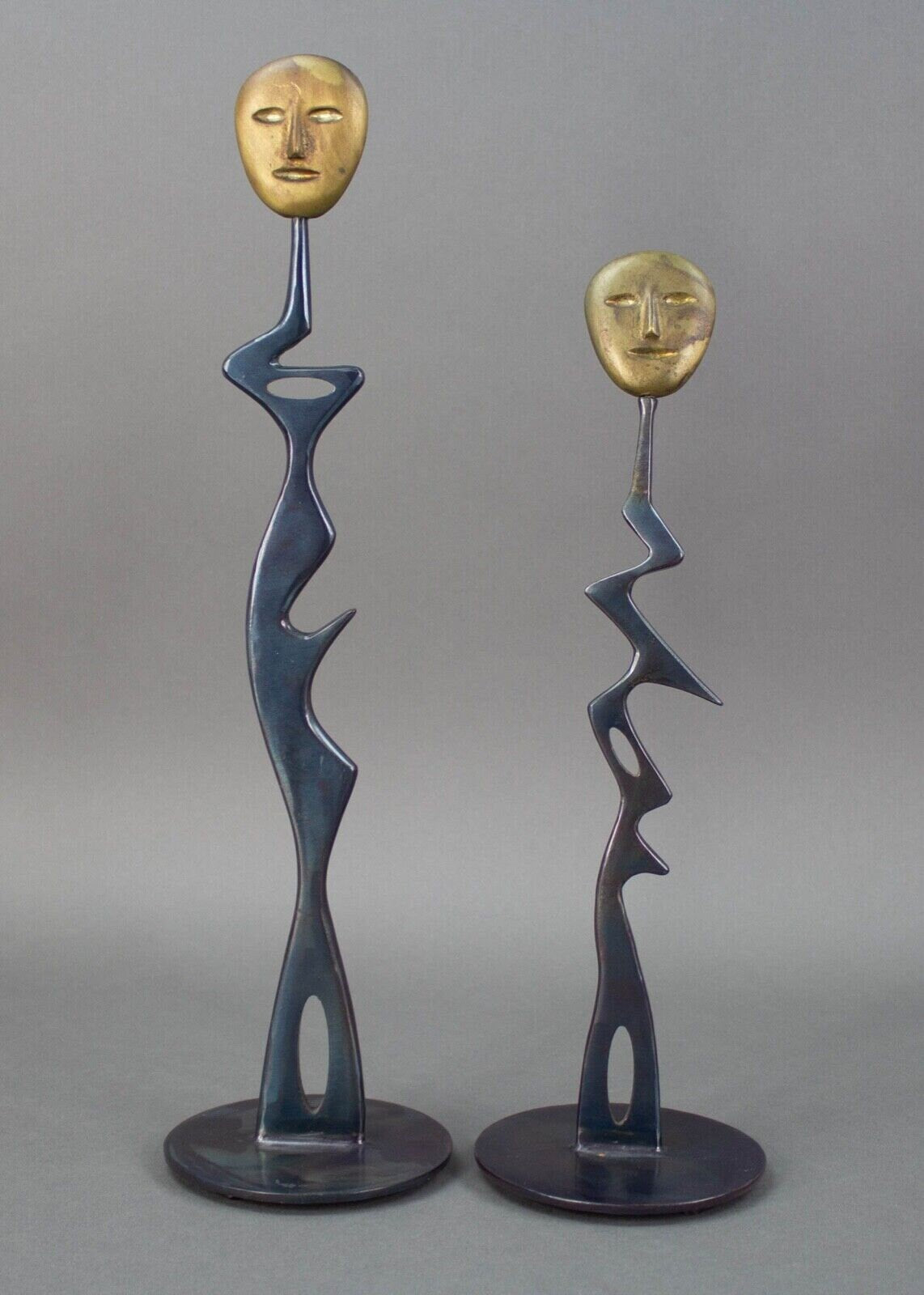 Nikos Sotiriadis (1959-2015) Signed "Plants" Bronze & Iron Sculptures Greek Rare