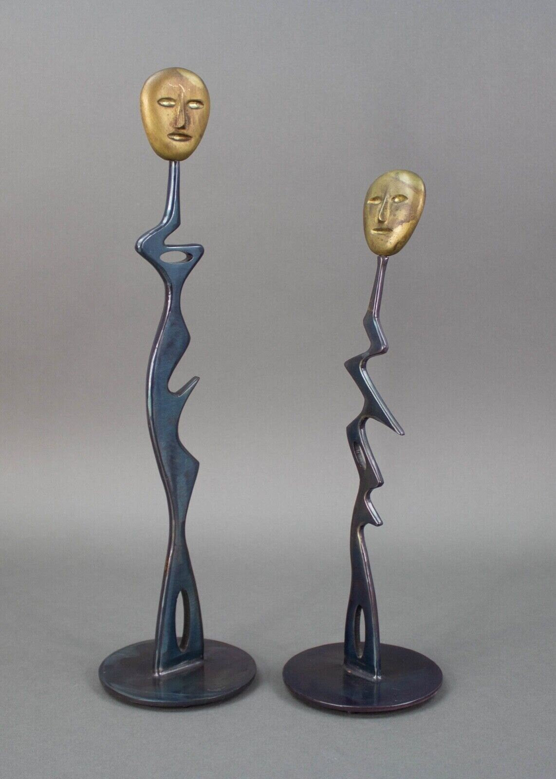 Nikos Sotiriadis (1959-2015) Signed "Plants" Bronze & Iron Sculptures Greek Rare