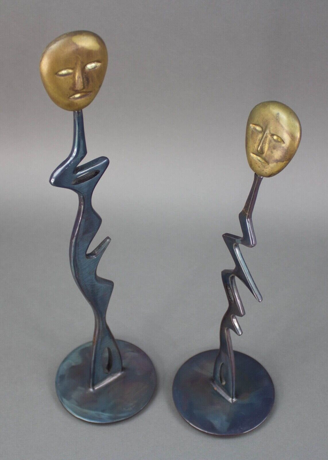 Nikos Sotiriadis (1959-2015) Signed "Plants" Bronze & Iron Sculptures Greek Rare