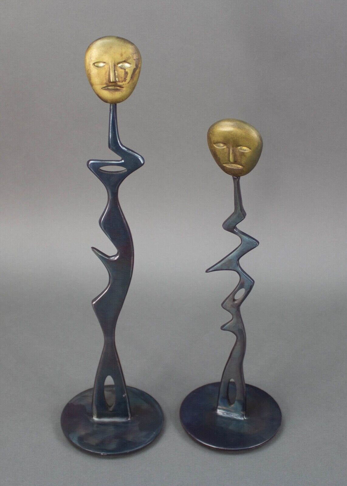 Nikos Sotiriadis (1959-2015) Signed "Plants" Bronze & Iron Sculptures Greek Rare