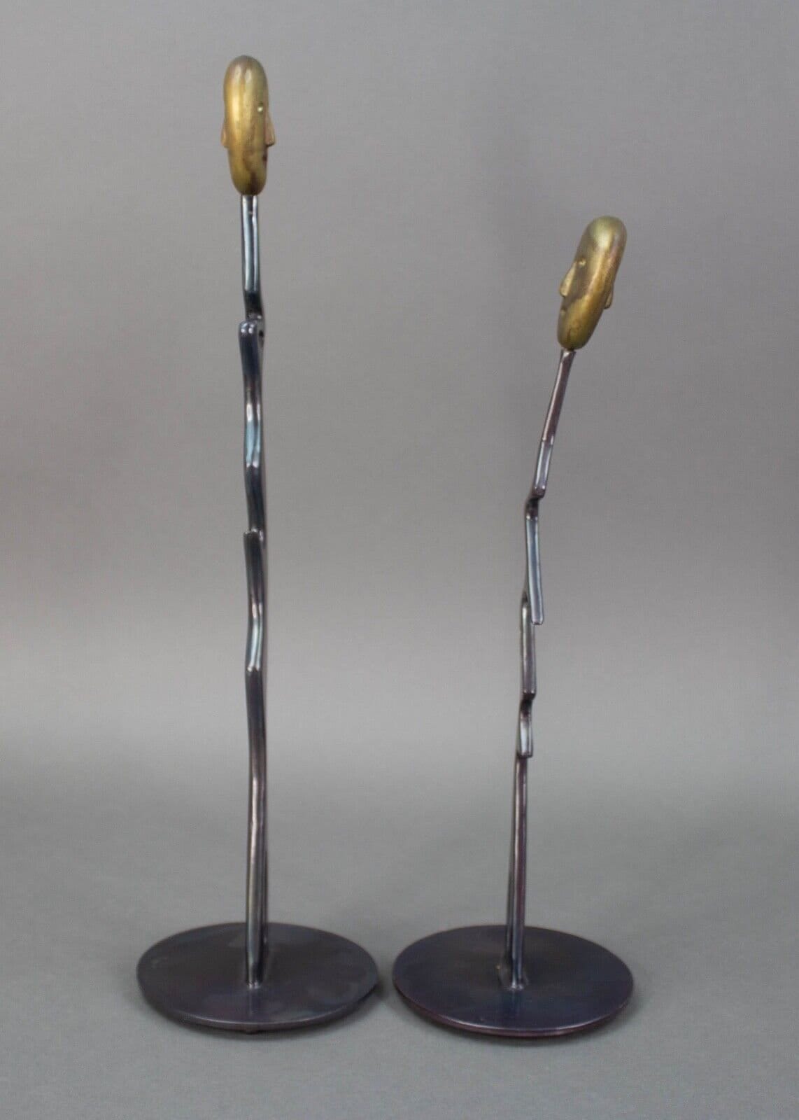 Nikos Sotiriadis (1959-2015) Signed "Plants" Bronze & Iron Sculptures Greek Rare