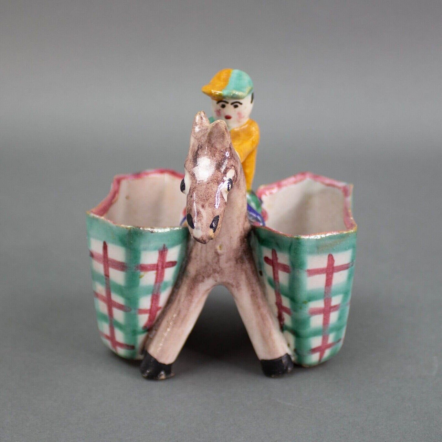 ICS Signed Vintage Italian Pottery Donkey And Rider Figurine Vietri Gambone Era