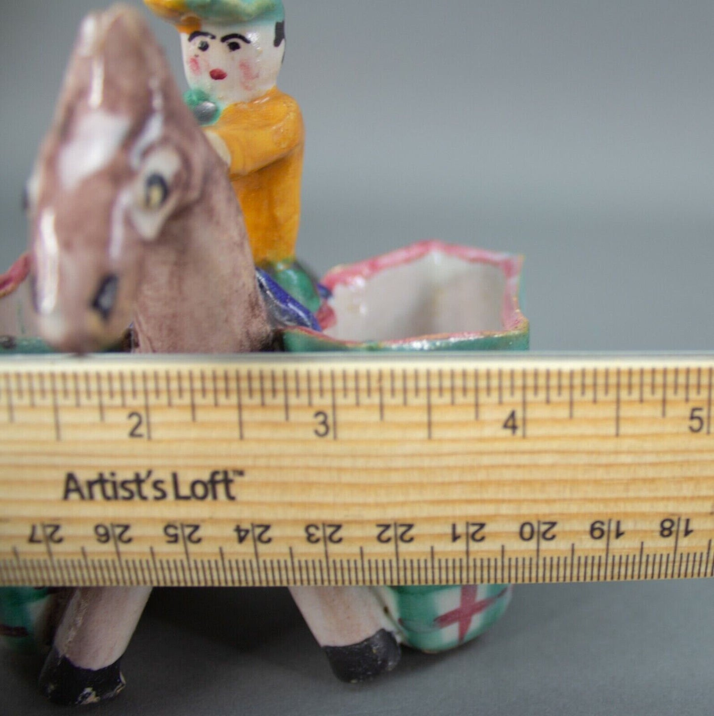 ICS Signed Vintage Italian Pottery Donkey And Rider Figurine Vietri Gambone Era
