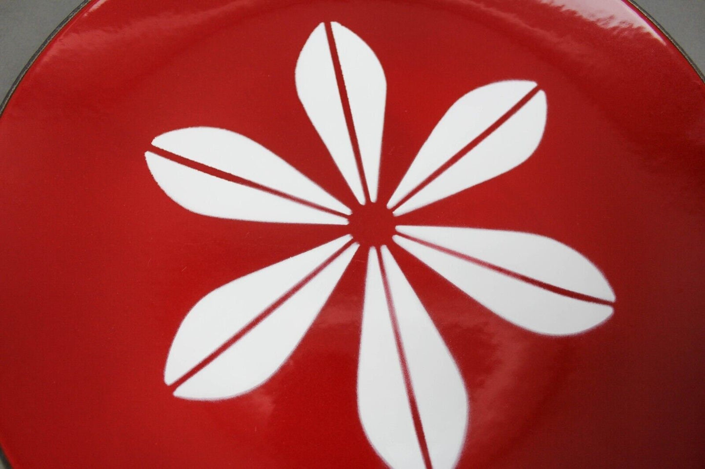 Cathrinholm Norway Red Enamel Lotus 12" Plate Platter Mid Century Modern Rare