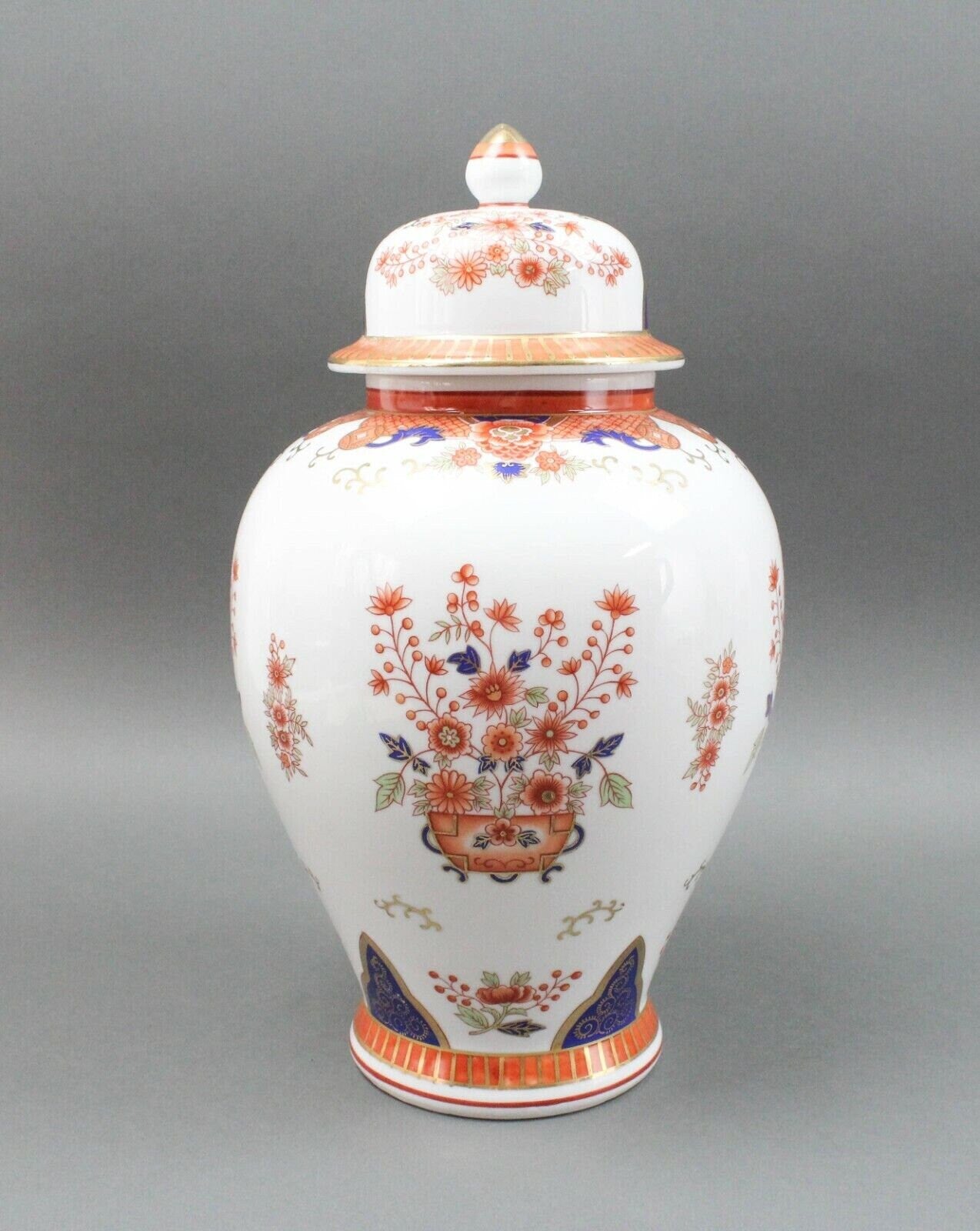 Mottahedeh Design Vintage Japanese Imari Floral Ginger Jar With Lid Large 15"