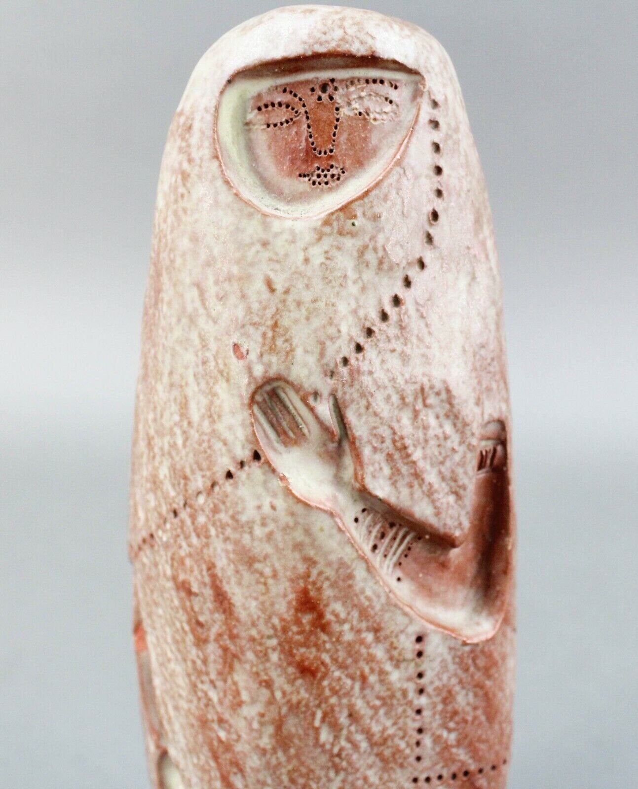 Hindu Indian Figural Woman Terra Cotta Art Pottery Sculpture Signed Bell