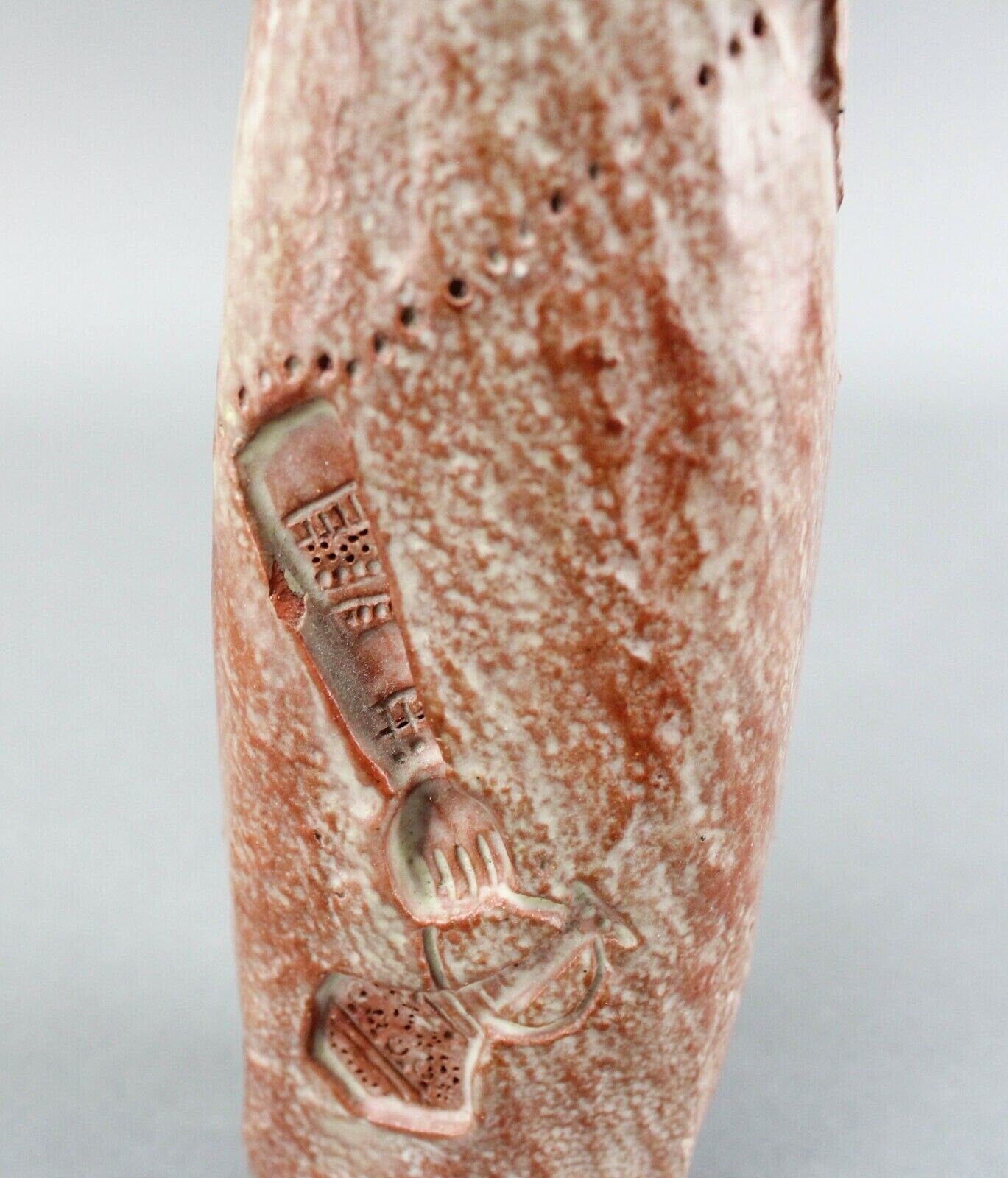Hindu Indian Figural Woman Terra Cotta Art Pottery Sculpture Signed Bell