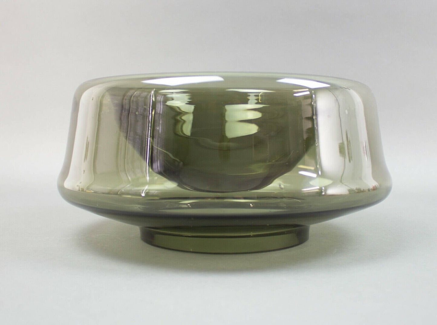 Vintage Mid Century Modern Smoke Art Glass Round Bowl 10"
