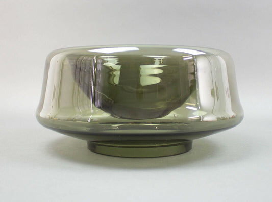 Vintage Mid Century Modern Smoke Art Glass Round Bowl 10"