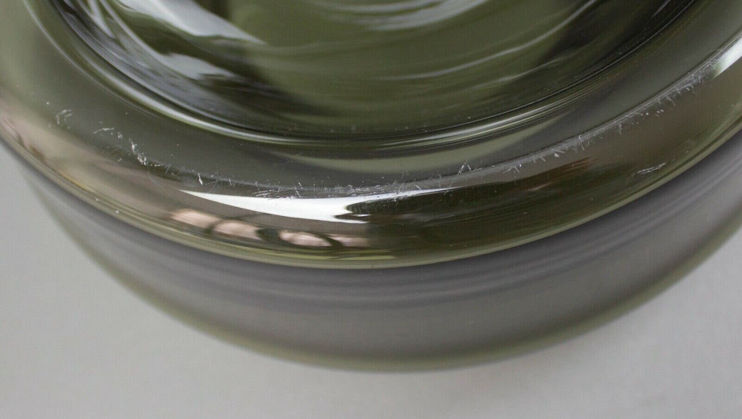 Vintage Mid Century Modern Smoke Art Glass Round Bowl 10"