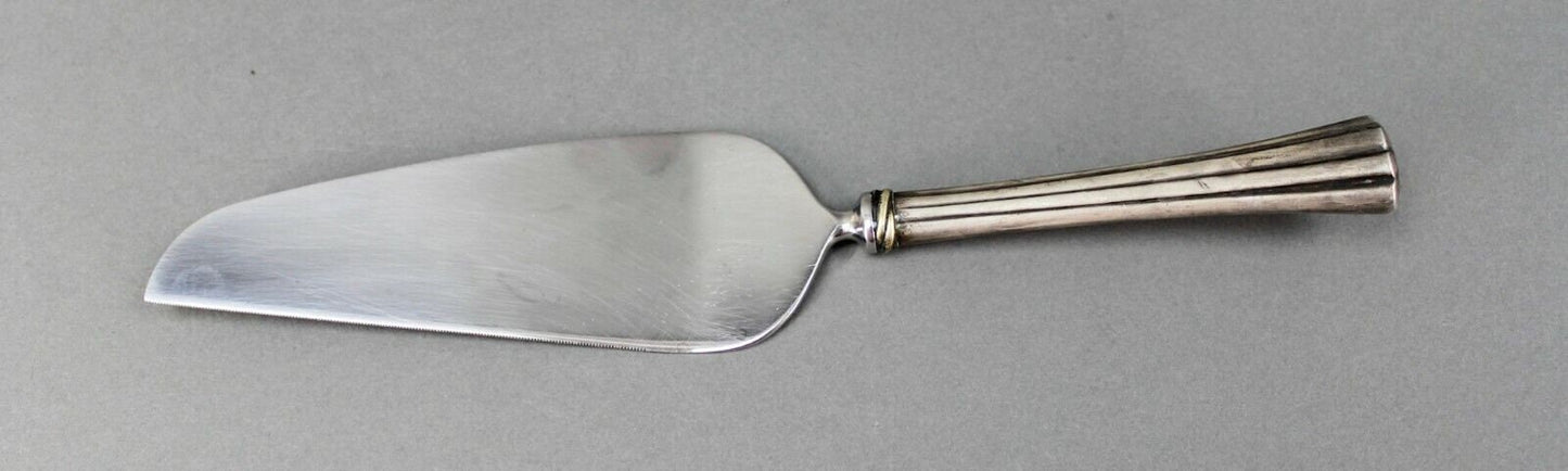 Cartier Des Must .925 Sterling Silver Gold Accent Pie Cake Knife Server
